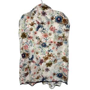 Vero Moda, White Floral Scarf, Lightweight, Ric Rac Trim, Very Good Condition